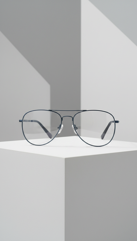 Matte steel blue aviator frame